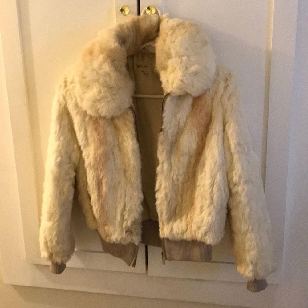 Vintage White Rabbit Fur Coat